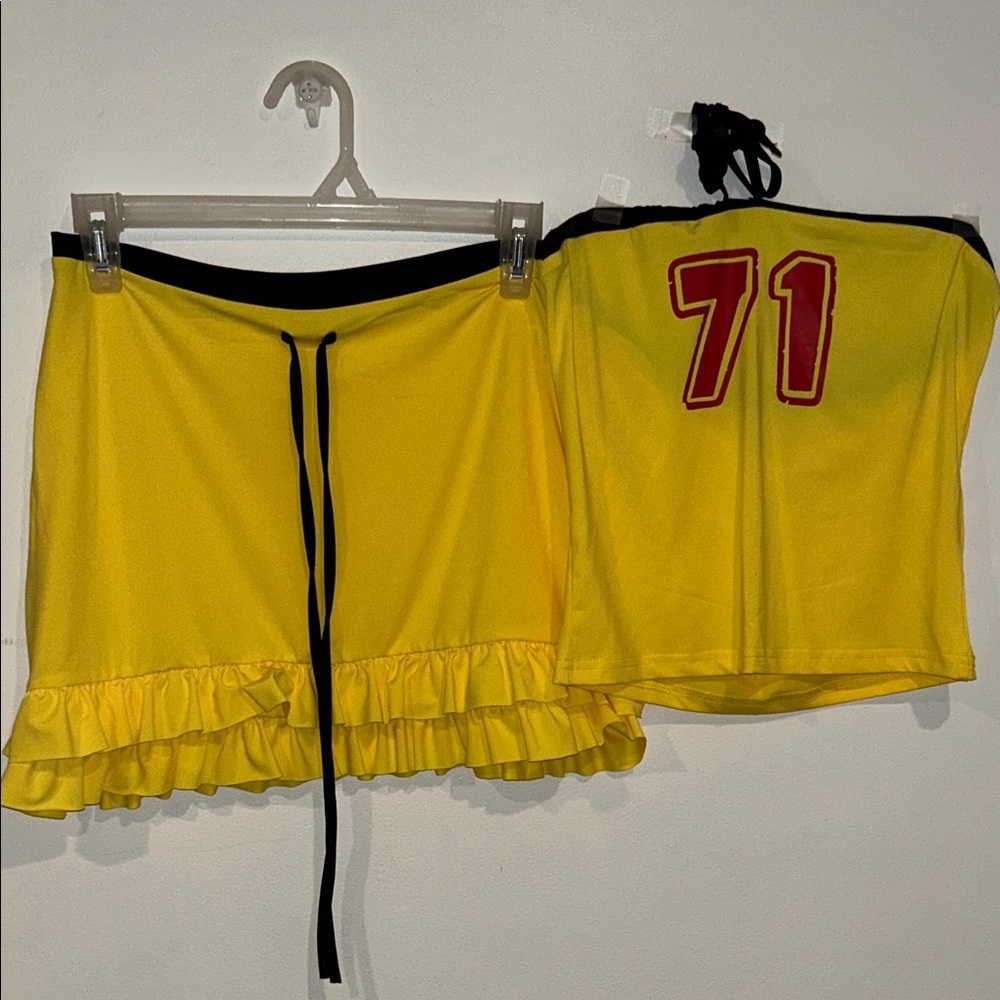 Yellow Two-Piece Skirt and Top Set